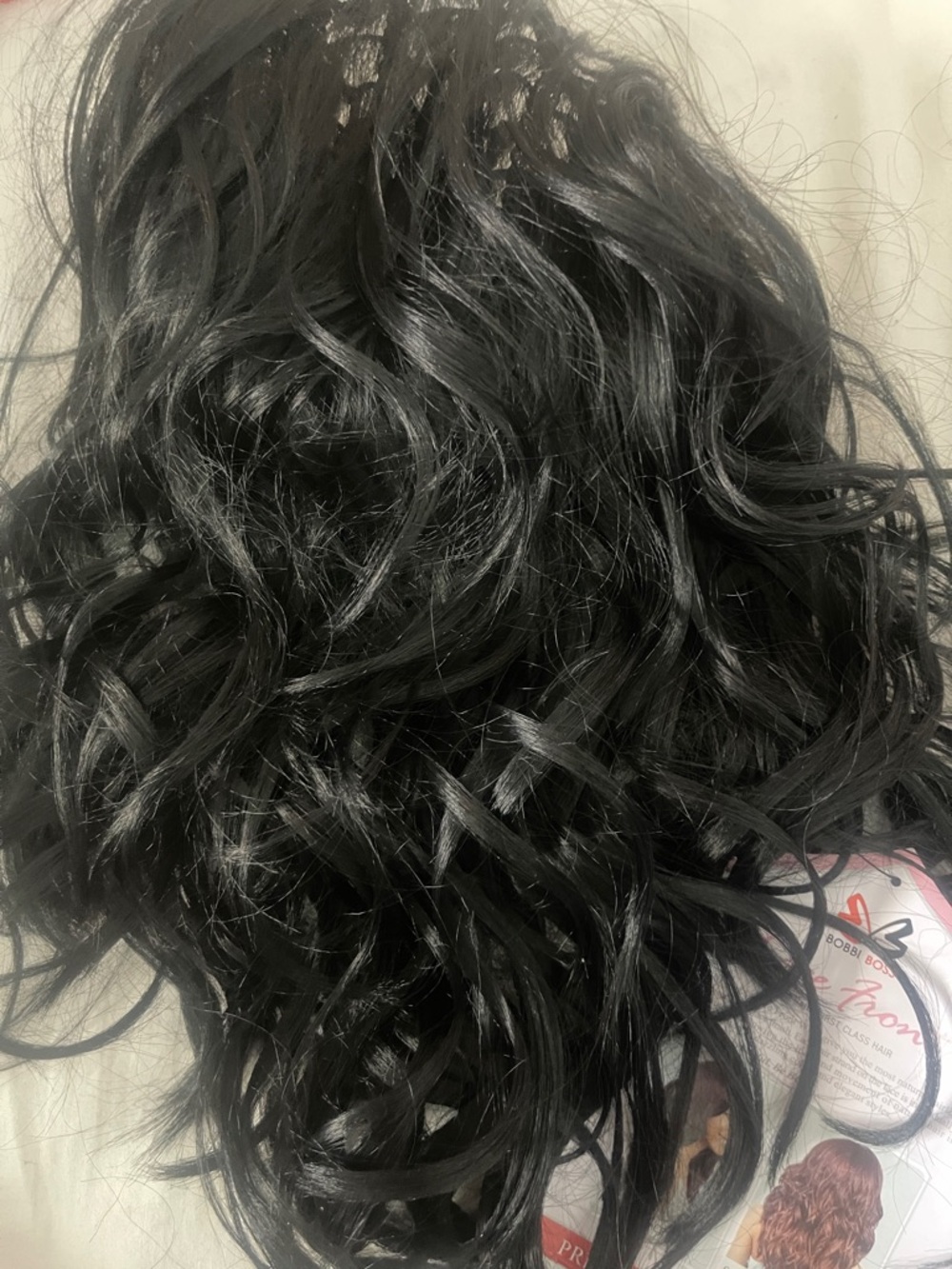 Jet black wavy half wig 16inches long